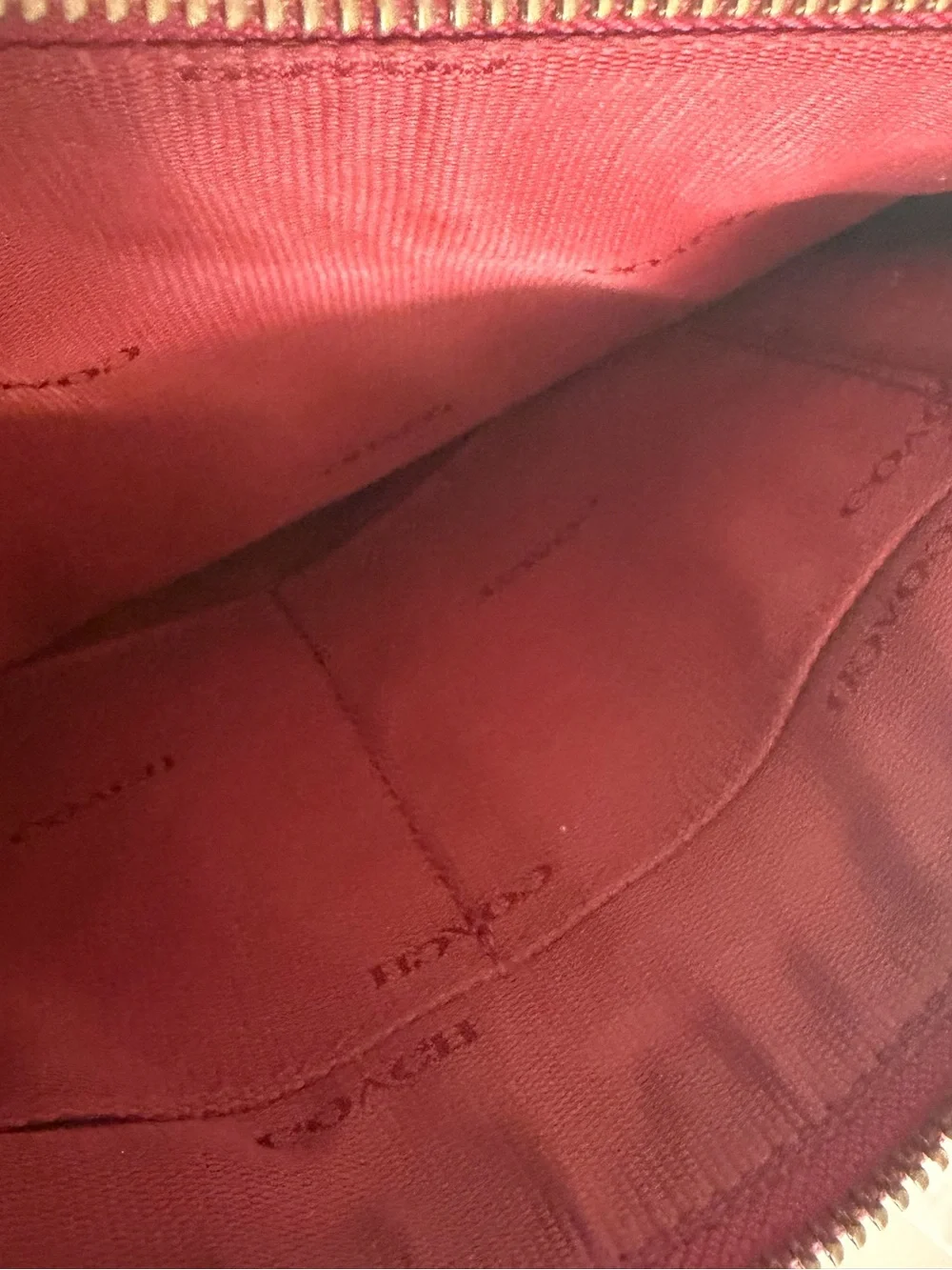 Coach Red Fabric-Lined Cosmetic Pouch/Crossbody and Wallet